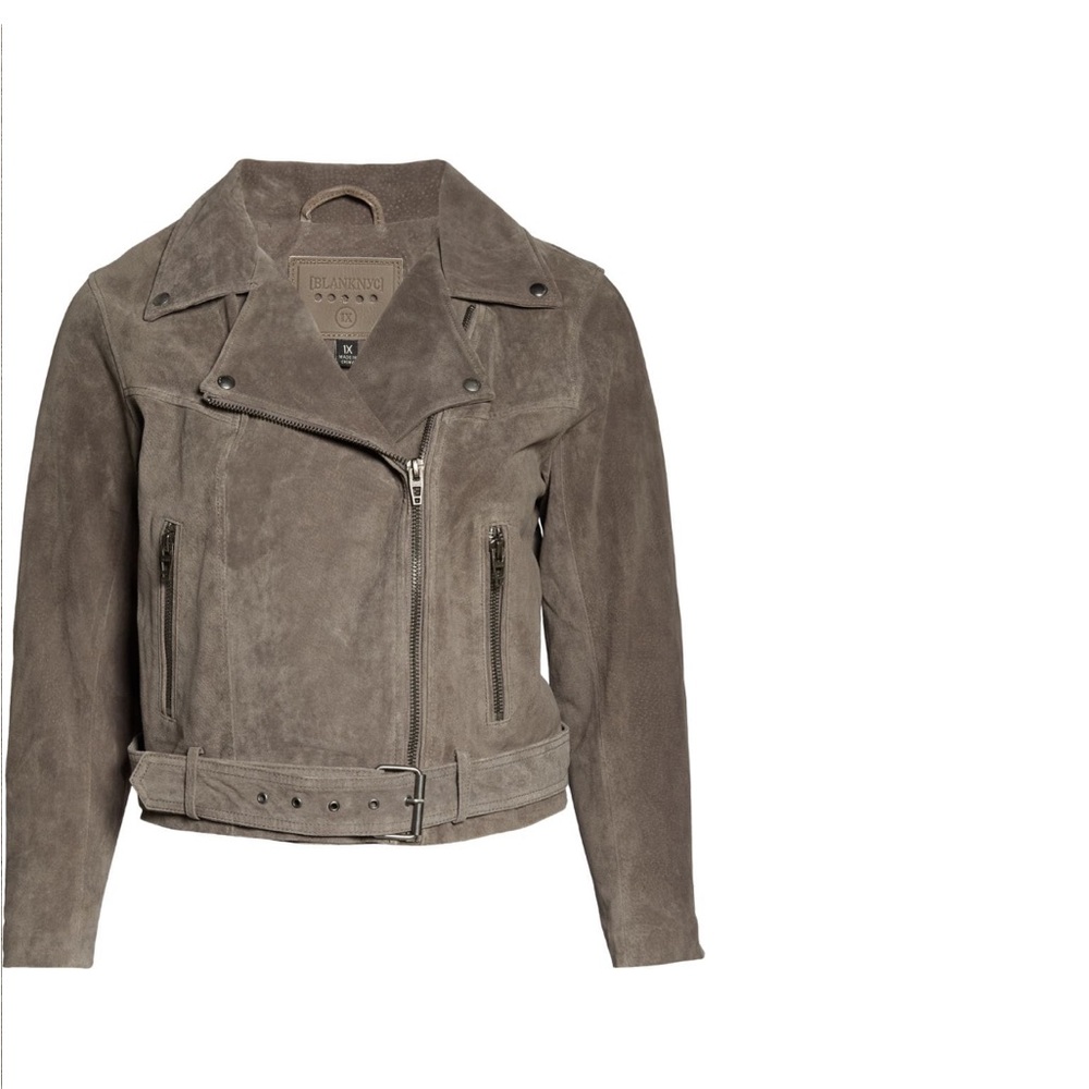 Grey Suede leather moto jacket